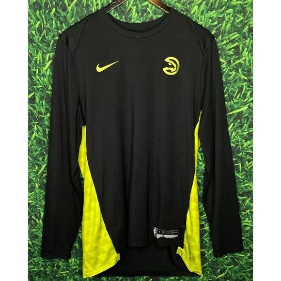 Atlanta Hawks NBA Basketball Nike Dri-Fit Black Men’s Large Long Sleeve Shirt - Picture 1 of 5